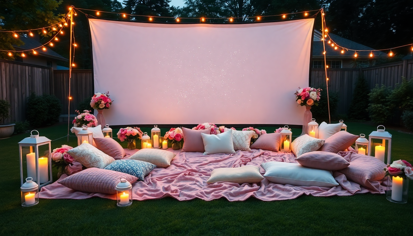 Kids movie in the backyard party!