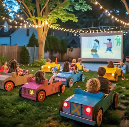 Kids movie in the backyard party!