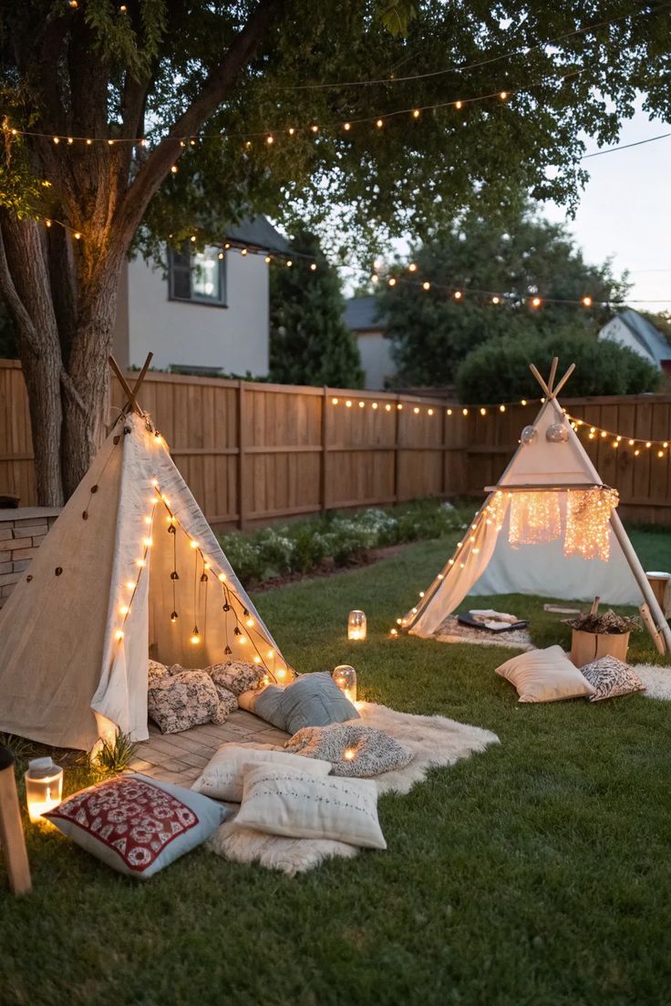 Kids movie in the backyard party!