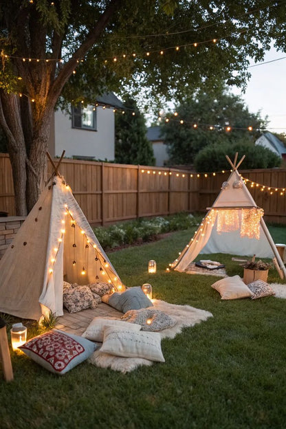 Kids movie in the backyard party!