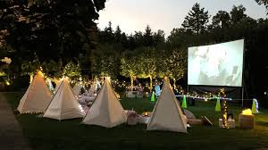 Kids movie in the backyard party!