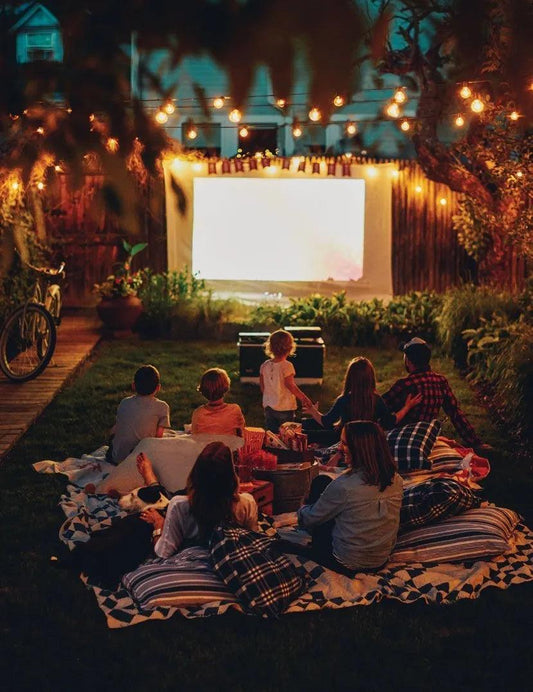Kids movie in the backyard party!